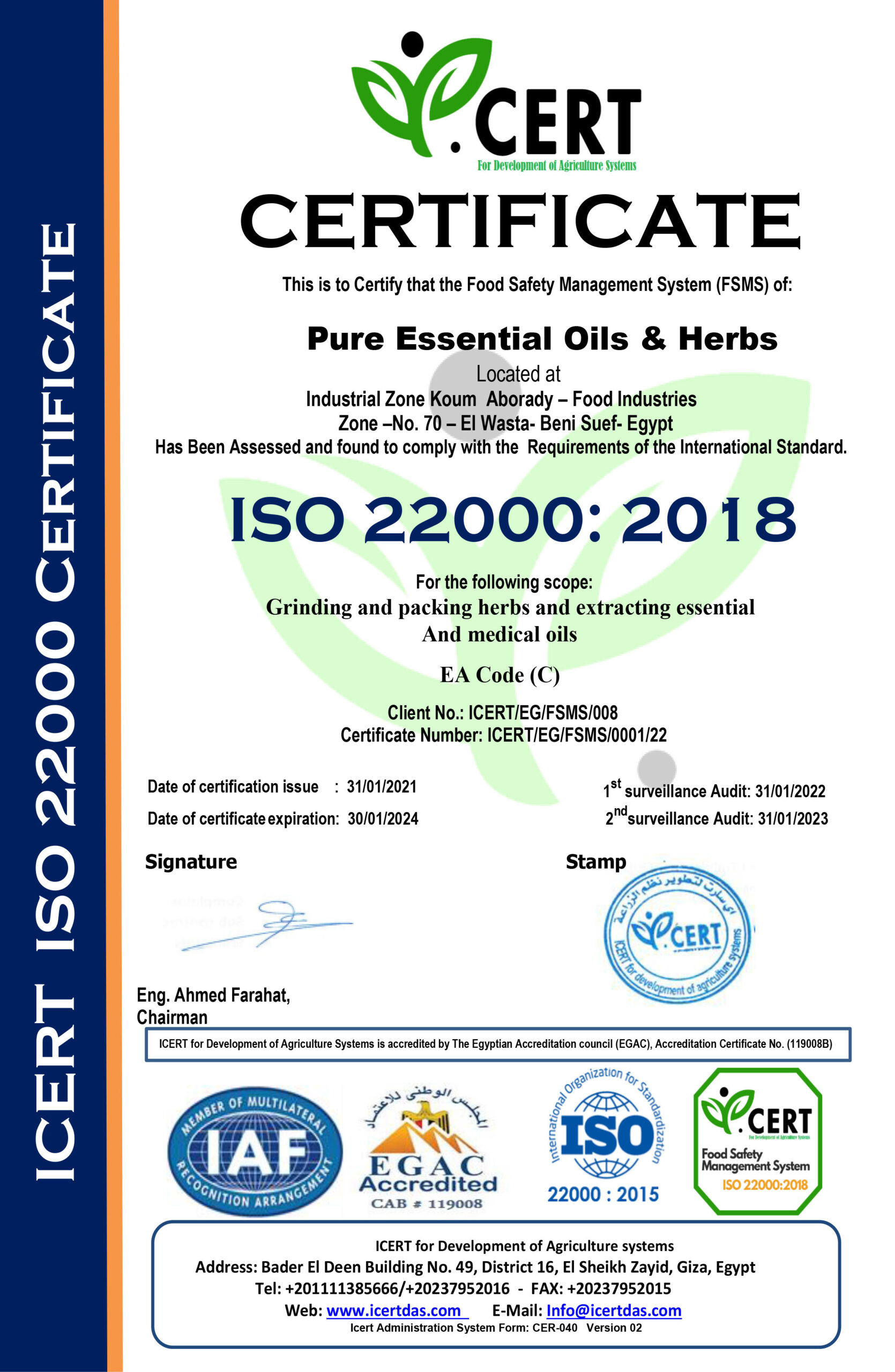 our certificates - Purity Egypt